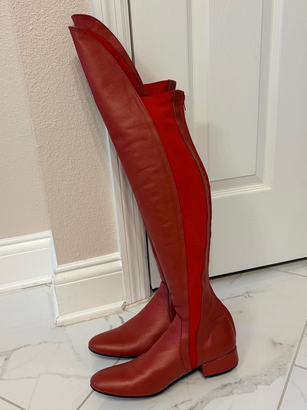 Red Leather Cosplay Supergirl Boots